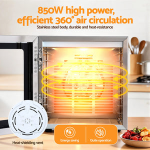 Food Dehydrator | 10 Trays | Stainless Steel | Glass Door | 850W