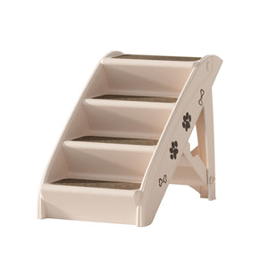 Dog Ramp Steps | For Bed Sofa Car Pet Stairs Ladder Portable Foldable Beige
