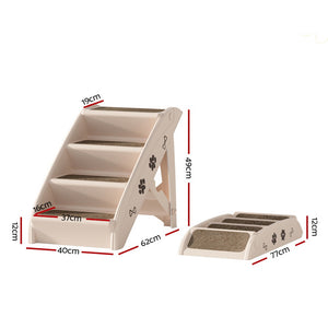 Dog Ramp Steps | For Bed Sofa Car Pet Stairs Ladder Portable Foldable Beige
