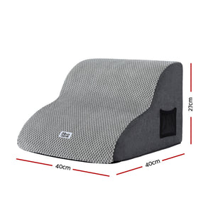Pet Ramp Stairs | 2 Steps | Foam Non-Slip | Small Dogs & Cats | Bed/Sofa/Car