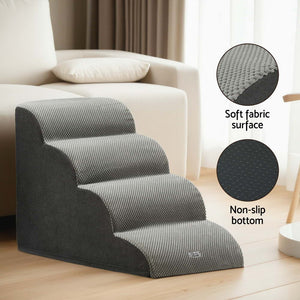 Dog Ramp Steps | Foam 4 Tier Pet Stairs for Bed Sofa Car