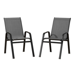 Gardeon Outdoor Dining Chairs | 2PC Stackable Lounge | Patio Furniture | Grey