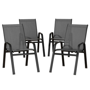 Gardeon Outdoor Dining Chairs | 4PC Stackable Lounge | Patio Furniture | Grey