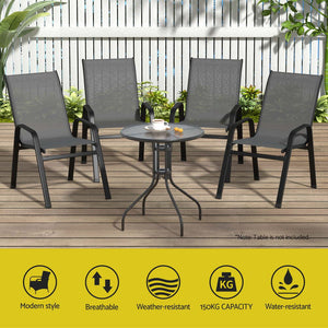 Outdoor Dining Chairs | 6PC Stackable Lounge Patio Furniture | Grey