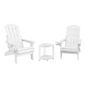 Gardeon Outdoor Table and Chairs HDPE Folding Adirondack Beach Chair Patio Furniture White
