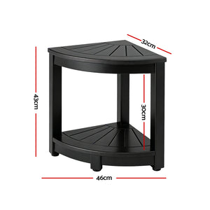 Gardeon Outdoor Coffee Side Table HDPE Desk Corner Shower Stool Bench Seat with Storage Shelf Black