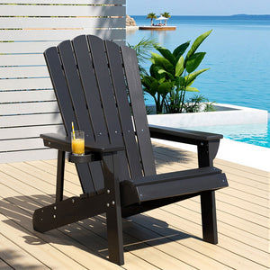 Adirondack Outdoor Chairs | HDPE Beach Patio Furniture | Black