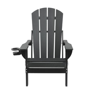 Gardeon Outdoor Chairs Folding Adirondack Beach Chair HDPE Sun Lounge Patio Furniture Garden Black