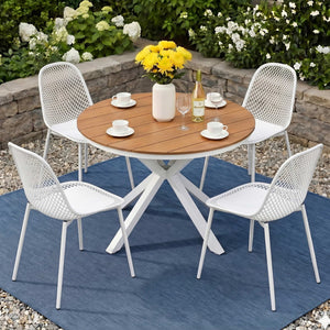 Outdoor Dining Set | 5 Piece Patio Table & Chairs | Lattice Style