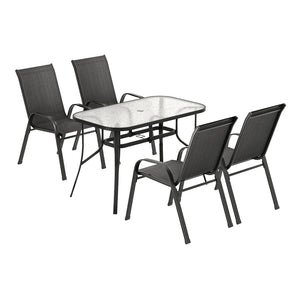 Dining Set 5PC | Outdoor Garden Table & Chairs Bistro Setting | Black Finish