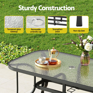 Dining Set 5PC | Outdoor Garden Table & Chairs Bistro Setting | Grey Finish