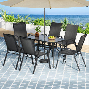 Dining Set 7PC | Outdoor Garden Table & Chairs Bistro Setting | Black Finish