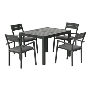 Gardeon Outdoor Dining Set 5 Piece Aluminum Extendable Table Setting Black