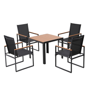 Outdoor Dining Set 5pc | Table + 4 Chairs | Patio Garden Bistro