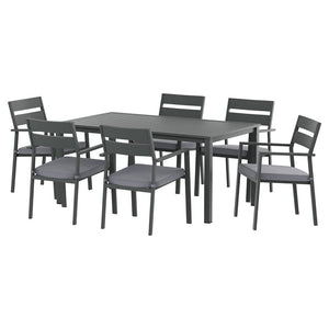 Gardeon Outdoor Dining Set | 7 Piece | Aluminum Table + Chairs | Black