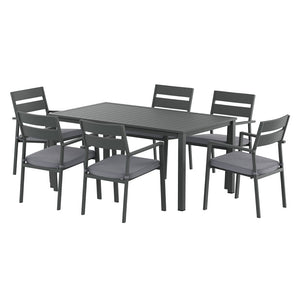 Gardeon Outdoor Dining Set | 7 Piece | Aluminum Table + Chairs | Black