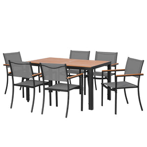 Outdoor Dining Set 7pc | Table + Chairs | Patio Garden Bistro