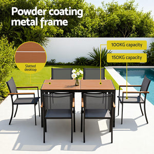 Outdoor Dining Set 7pc | Table + Chairs | Patio Garden Bistro
