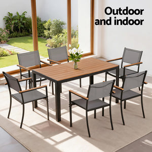 Outdoor Dining Set 7pc | Table + Chairs | Patio Garden Bistro