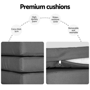 Outdoor Dining Set | 9 Piece | Steel Table Chairs | Setting White