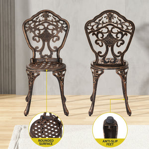 Outdoor Dining Set | 5 Piece | Chairs & Table | Cast Aluminum | Patio | Brown