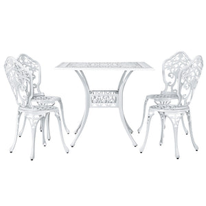 Outdoor Dining Set | 5 Piece | Chairs & Table | Cast Aluminum | Patio | White