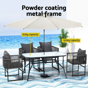 Outdoor Dining Set 5pc | Table & Chairs | Patio Bistro | Black (Set B)