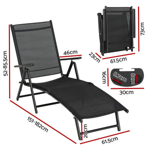 Sun Lounge | Outdoor Lounger | Aluminium Folding Beach Chair | Camping Patio
