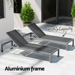 Sun Lounge | Outdoor Lounger | Aluminium Folding Beach Chair | Wheels | Patio