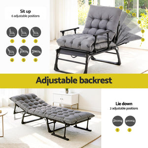 Gardeon 3-in-1 Sun Lounger Folding Camping Chair Adjustable Recliner Patio Furniture for Office Nap, Poolside