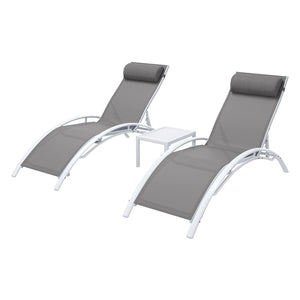 Gardeon Sun Lounge Set | 3PC Outdoor Lounger | Steel Patio Furniture