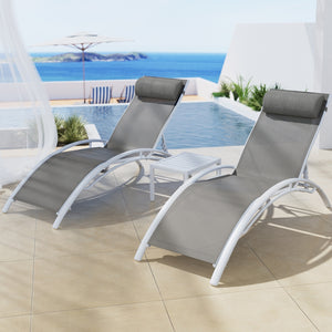 Gardeon Sun Lounge Set | 3PC Outdoor Lounger | Steel Patio Furniture