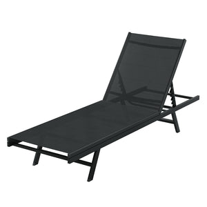 Sun Lounge | Outdoor Lounger | Steel Beach Chair | Patio Furniture | Black