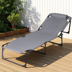 Sun Lounger | Folding Beach Lounge Chair | Patio Outdoor Furniture