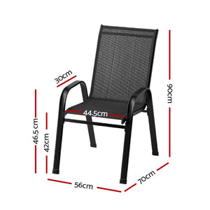 4PC Outdoor Dining Chairs | Stackable Lounge Chair | Patio Furniture | Black