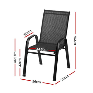 6PC Outdoor Dining Chairs | Stackable Lounge Chair | Patio Furniture | Black