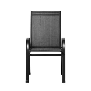 6PC Outdoor Dining Chairs | Stackable Lounge Chair | Patio Furniture | Black