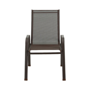 6PC Outdoor Dining Chairs | Stackable Lounge Chair | Patio Furniture | Brown