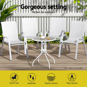 Gardeon Outdoor Chairs | 6PCS | Stackable Patio Dining Chairs | White