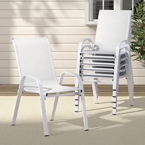Gardeon Outdoor Chairs | 6PCS | Stackable Patio Dining Chairs | White