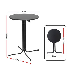 Round Outdoor Bar Table | Folding | 109cm | Patio | Black