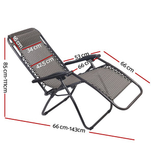 Zero Gravity Chair | Folding Outdoor Recliner | Adjustable Sun Lounge | Camping | Grey