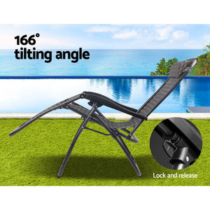 Zero Gravity Chair | Folding Outdoor Recliner | Adjustable Sun Lounge | Camping | Grey