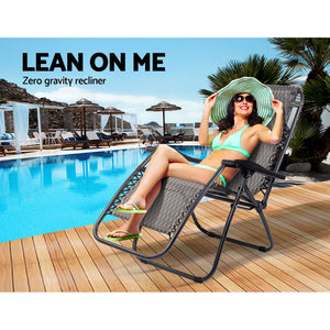 Zero Gravity Chair | Folding Outdoor Recliner | Adjustable Sun Lounge | Camping | Grey