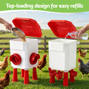 Chicken Feeder & Waterer Set | 8kg Feeder & 7L Poultry Drinker