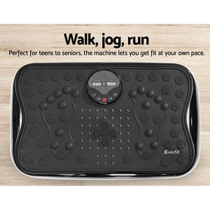 Everfit Vibration Machine Platform | Vibrator With Resistance Rope | Home Gym | Black