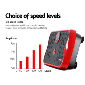 Everfit Vibration Machine Platform | Vibrator with Resistance Rope | Home Gym | Red