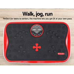 Everfit Vibration Machine Platform | Vibrator with Resistance Rope | Home Gym | Red