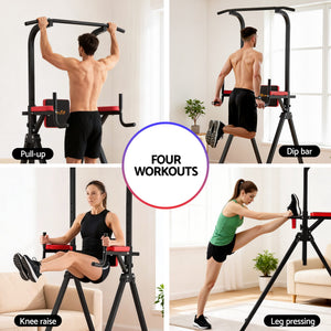 Chin Up Tower | Pull Up & Dip Station | Folding Home Gym | Black
