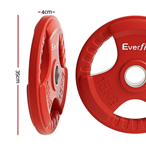 Everfit Weight Plates | Standard 15kgx2 | Dumbbell Barbell Plate | Weight Lifting | Home Gym | Red